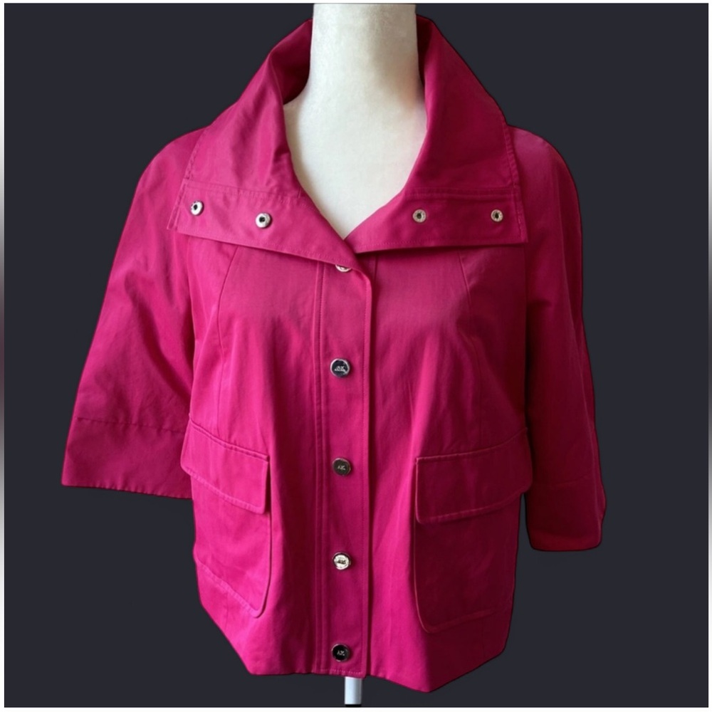 Anne Klein Tropical Rose Pink Lightweight Crop Cape Jacke